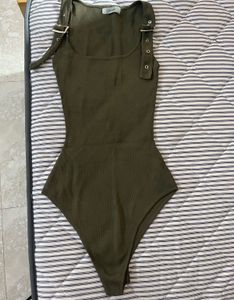 Olive Green Tank Top with Buckle Detail