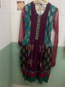 Exquisite Purple &amp; Teal Kurta Suit