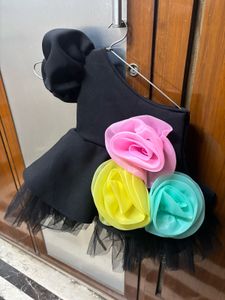 Cute Black Party Dress with Flowers