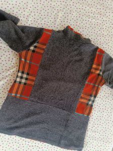 Warm Unique Plaid &amp; Gray Tunic Top