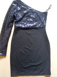shein Sparkling One-Sleeve Party Dress