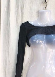 Victoria's Secret Black Cropped Long Sleeve Top