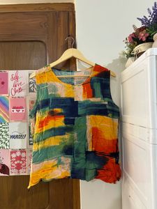 Abstract Print Sleeveless Top