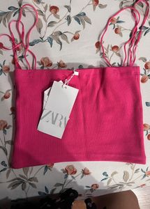zara Ribbed Spaghetti Strap Crop Top (with tag)