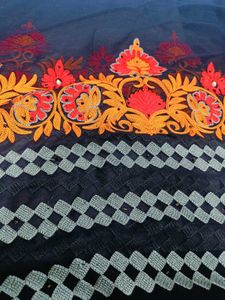 🇳🇿💫🎀Elegant Orange &amp; Grey Embroidered Saree