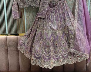 Exquisite Lavender Embroidered Lehenga Choli Set