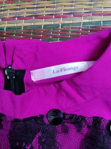 Vibrant Pink Kurta with Black Lace Detail
