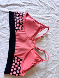Nike Sports Bra Pink Black Polka Dot
