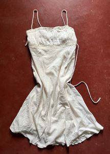 Boho Cream Spaghetti Strap Mini Dress