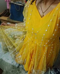 Elegant Yellow Embroidered Anarkali