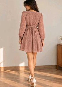 Rose Self Design Dobby weave Wrap Dress &amp; Belt