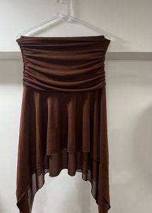 Brown  Ruffled skirt