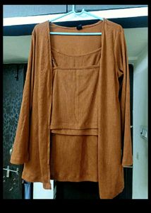 Women's Ribbed Shoulder Straps Top,Shrug &amp; RLshirt