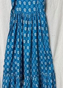 Blue Floral Print Maxi Dress