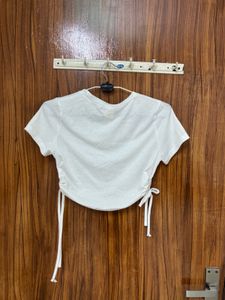 White Ruched Side T-Shirt
