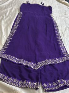 royal Purple Palazzo Pants with Embellishment