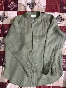 Men's Olive Green Linen Shirt