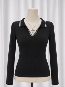 polo neck black top