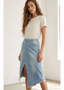 Distressed Denim Asymmetrical Skirt