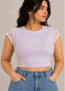 Cute Lace Trim Cropped Top