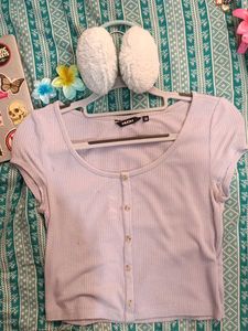 Cute Cropped Button-Up Top