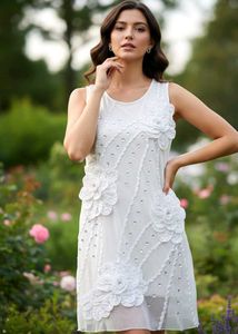 White Floral Applique Dress 🕊️