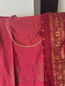 Maroon Kurta Set with Gold Print