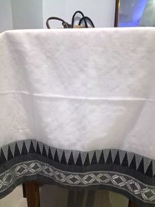White Saree with weaving Geometric Border