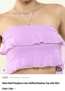 ruffled lilac cord set- mini skirt and tube top
