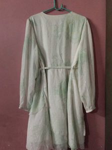 Elegant White &amp; Green Dress