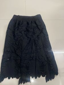 Elegant Black Lace Ethnic Skirt