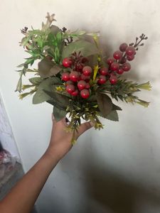 Artificial Berry Plant in White Pot