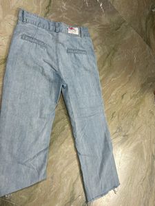 straight light blue denim