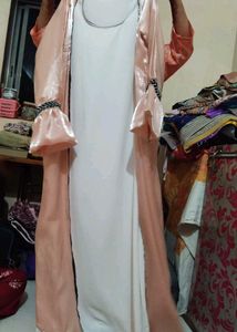 Imported Elegant Peach Dress with Robe