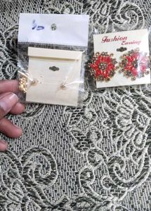 Red Floral Statement Earrings