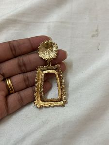 Chunky Gold Square Drop Earrings