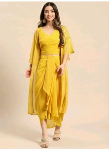 Yellow Co-ord Set with Cape