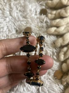Elegant Black Stone Drop Earrings