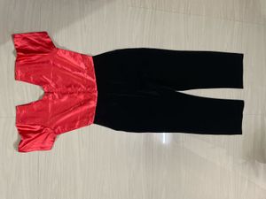 Stylish Red and Black Jumpsuit