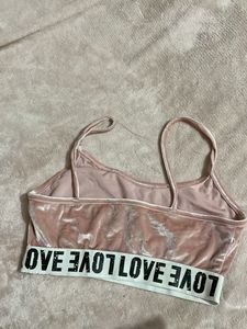 Velvet Pink Sports Bra with LOVE Band