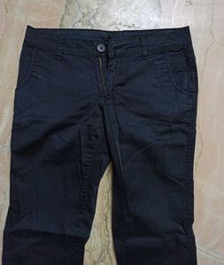 Black Semi Formal Cotton Lycra Blend Pants