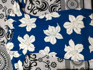 Blue Floral Print midi dress with Pearl Detail
