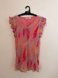 Sheer Pink Abstract Print Top