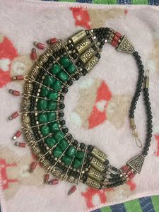 Bohemian Green Beaded Statement Necklace