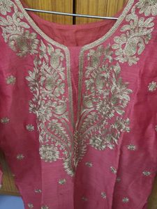 Festive Kurta Intact,embroidery And Lining.