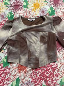 Stylish Brown Tie-Dye Crop Top