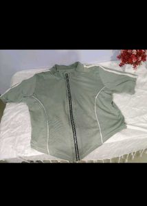 Sage Green Zip-Up Athletic Top