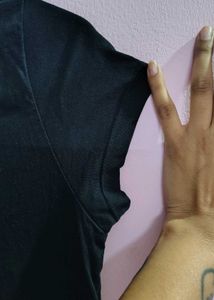 Stylish Black Cut-Out T-Shirt