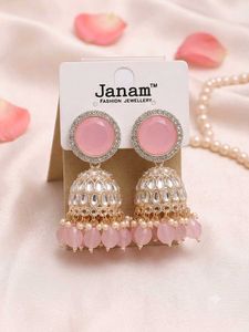 Stunning Pink Jhumka Earrings