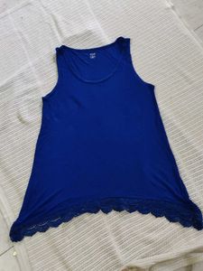 Cobalt Blue Lace Trim Tank Top